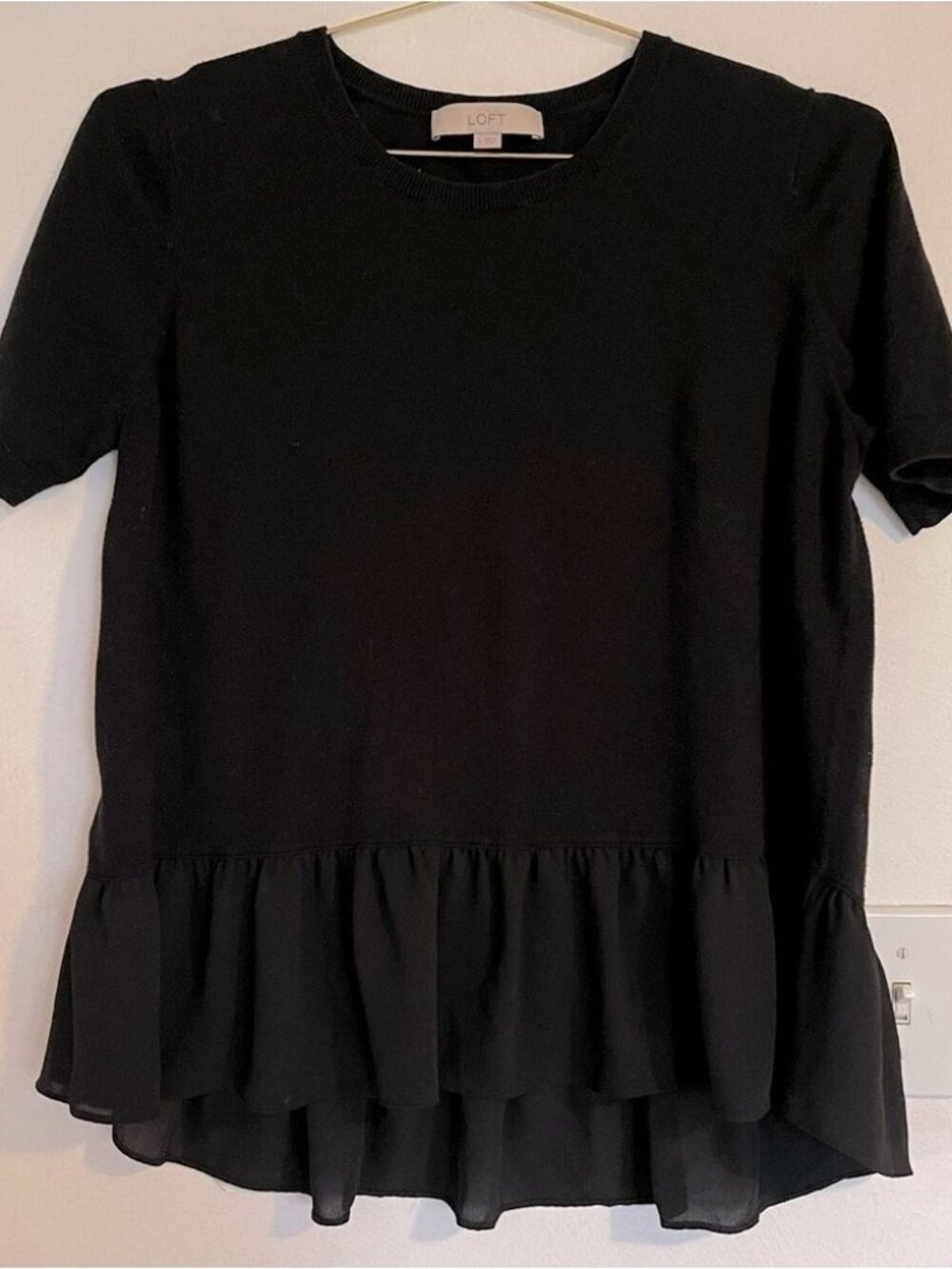 Short Sleeve Tee with Ruffle Hem